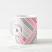Farbtöne der rosa Streifen Monogramm-Tasse Kaffeetasse (Vorderseite Links)