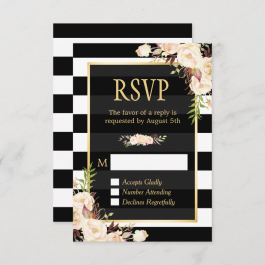 Farbtöne der Schwarz-weißen Streifen in Côte d'Ivo RSVP Karte (Vorne/Hinten)