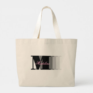 Farbtöne der schwarzen Monogram-Typografie Pink-Sc Jumbo Stoffbeutel