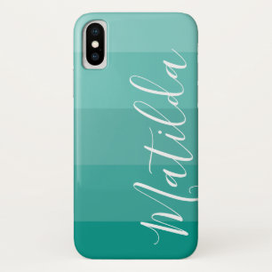 Farbtöne des Aqua Ombre Stripe Personalisierter Na Case-Mate iPhone Hülle