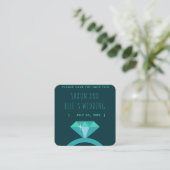 Farbtöne des Aquamarinen Diamantrings Save the Dat Quadratische Visitenkarte (Stehend Vorderseite)