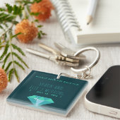 Farbtöne des Aquamarinen Diamantrings Save the Dat Schlüsselanhänger (Vorderseite rechts)