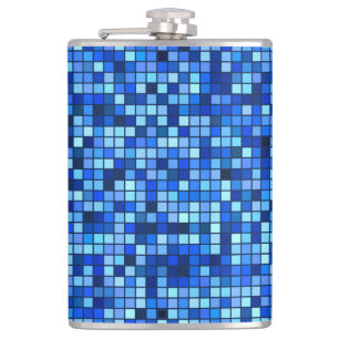 Farbtöne des Blau- und Schwarz-Quadrate-Musters Flachmann