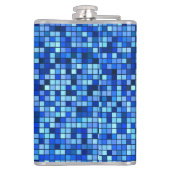 Farbtöne des Blau- und Schwarz-Quadrate-Musters Flachmann (Rückseite)