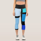 Farbtöne des blauen Blocks Hochwaisted Capris (Vorderseite)