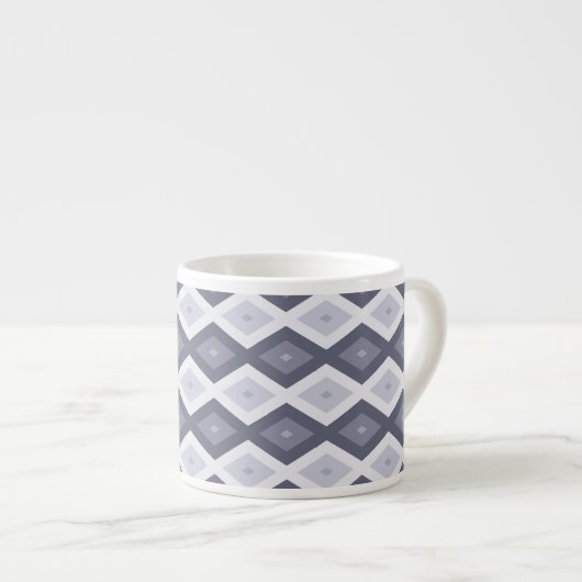 Farbtöne des blauen Rautenmusters Espressotasse (Vorderseite Rechts)