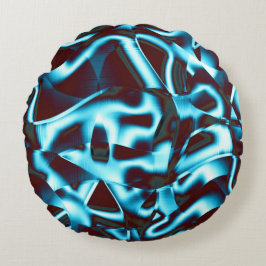 Farbtöne des blauen Zyans auf abstrakten Bändern i Rundes Kissen