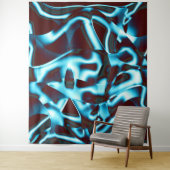 Farbtöne des blauen Zyans auf abstrakten Bändern i Wandteppich (Beispiel)