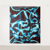 Farbtöne des blauen Zyans auf abstrakten Bändern i Wandteppich (Vorderseite)