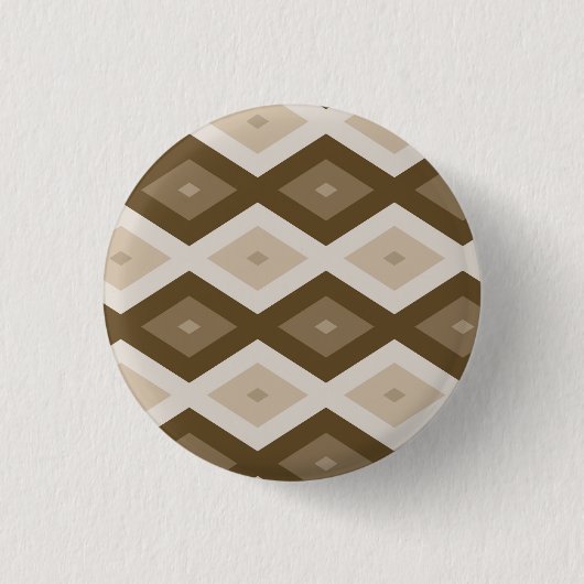 Farbtöne des braunen Rautenmusters Button (Vorderseite)