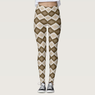 Farbtöne des braunen Rautenmusters Leggings