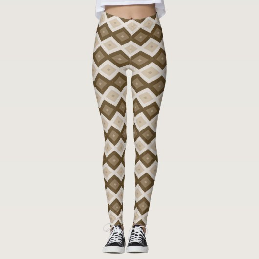 Farbtöne des braunen Rautenmusters Leggings (Vorderseite)
