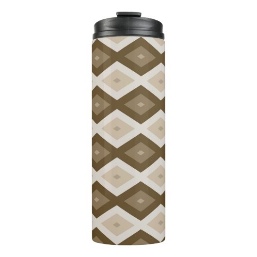 Farbtöne des braunen Rautenmusters Thermosbecher (Vorderseite)
