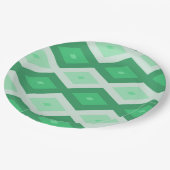 Farbtöne des grünen Diamantmusters Pappteller (Schrägansicht)