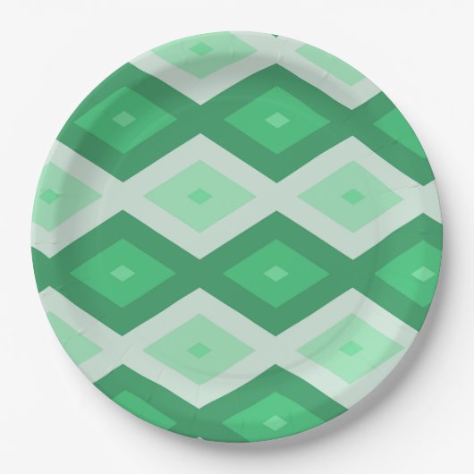 Farbtöne des grünen Diamantmusters Pappteller (Vorderseite)