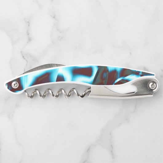 Farbtöne des hellen Zyans auf abstrakten Bändern i Kellnermesser (Rückseite)