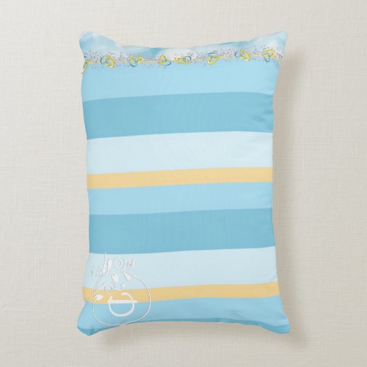 Farbtöne des Musters "Blaugestreiftes Monogramm" Dekokissen (Vorderseite(Vertikal))