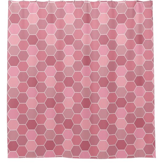 Farbtöne des Musters "Pink Honeycomb" Duschvorhang (Vorderseite)