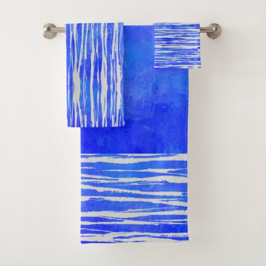 Farbtöne des weißen und blauen Streifens Badhandtuch Set (Insitu)