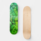 Farbtöne grüner Zickzack cobweb-abstrakter Retro-K Skateboard (Vorderseite)