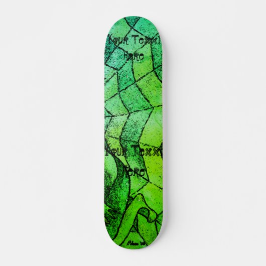 Farbtöne grüner Zickzack cobweb-abstrakter Retro-K Skateboard (Vorne)