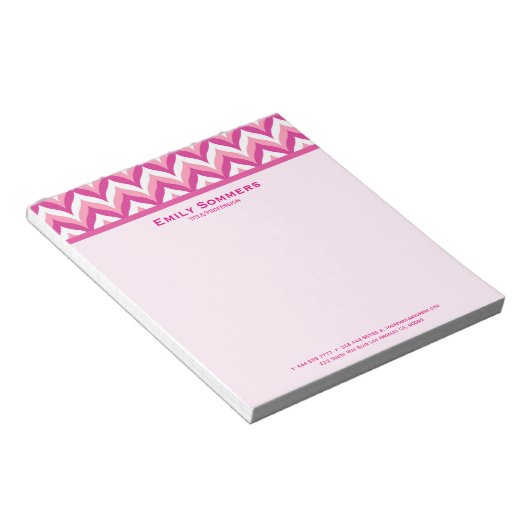 Farbtöne in rosa und weißem Zigzag Zickzack Notizblock (angewinkelt)