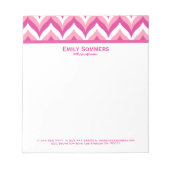 Farbtöne in rosa und weißem Zigzag Zickzack Notizblock (Vorderseite)