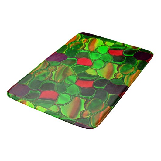 Farbtöne, Kreise und gerundete Formen Badematte (Schrägansicht)