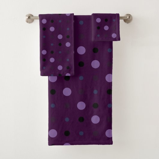 Farbtöne lila Punkte Badhandtuch Set (Insitu)