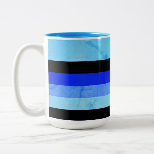 Farbtöne mit blauen Marmorstreifen Zweifarbige Tasse (Links)