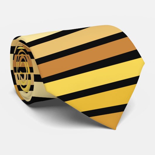 Farbtöne mit goldgelben Streifen auf schwarz Krawatte (Gerollt)