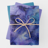 Farbtöne mit Lila blauem Abstraktem Wasser, marmor Geschenkpapier Set (Beispiel)