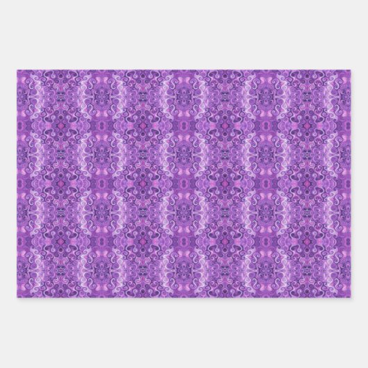 Farbtöne mit Lila, rosa und weißem Muster Geschenkpapier Set (Vorderseite 3)