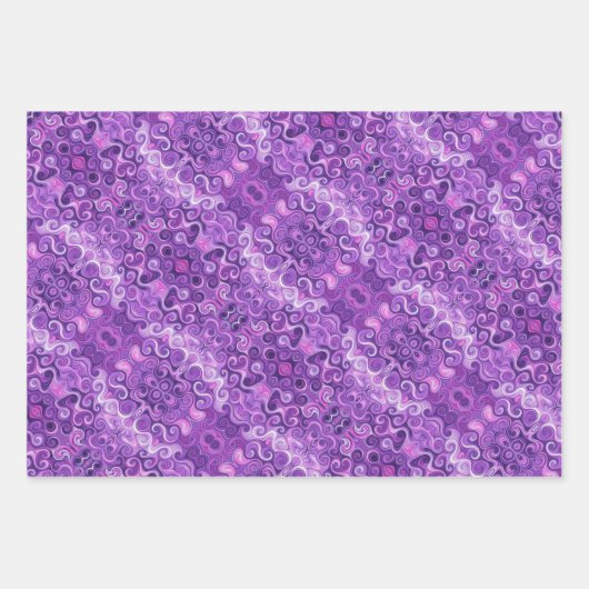 Farbtöne mit Lila, rosa und weißem Muster Geschenkpapier Set (Vorderseite)