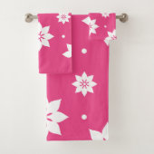 Farbtöne: Rosa weiße Blume Badhandtuch Set (Insitu)