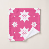 Farbtöne: Rosa weiße Blume Badhandtuch Set (Waschlappen)