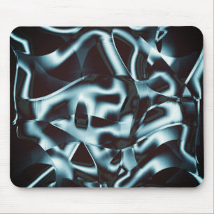 Farbtöne von blauem Silber auf abstrakten Bändern  Mousepad