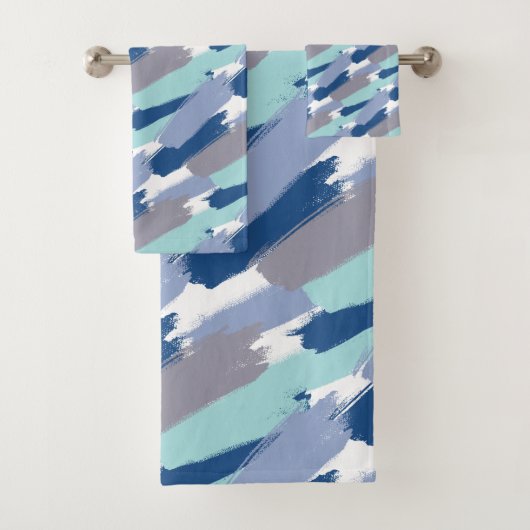 Farbtöne von blauen Pinselstrichen Badhandtuch Set (Insitu)