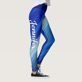 Farbtöne von blauen Pinselstrichen mit weißem Name Leggings