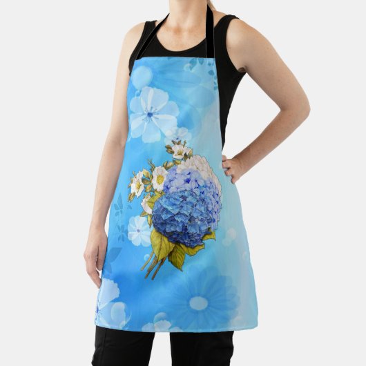 Farbtöne von Blauen Wasserfarben-Hydrangeas-All-ov Schürze (InSitu)