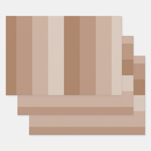 Farbtöne von braunen Streifen Geschenkpapier Set (Set)