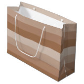 Farbtöne von braunen Streifen Große Geschenktüte (Vorderseite Schrägansicht)