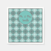 Farbtöne von Grau, Blau und Weißspitzen Serviette (Vorderseite)