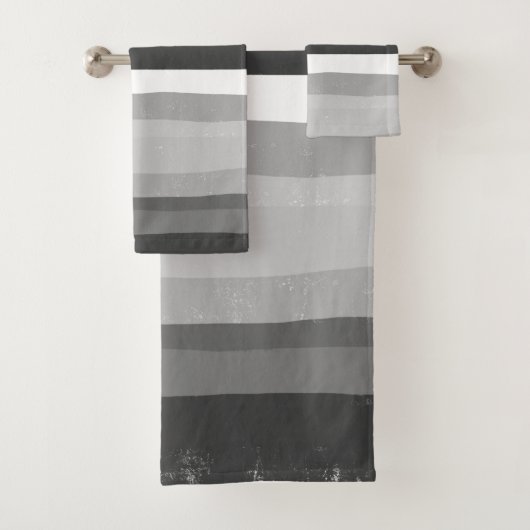 Farbtöne von grauen Streifen Linien Abstraktes Mus Badhandtuch Set (Insitu)