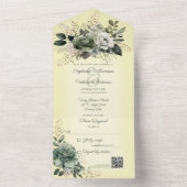 Farbtöne von grün-blütenfarbenem QR-Code All In One Einladung (Innen Boden)