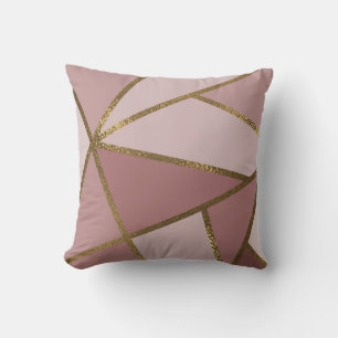 Farbtöne von Mauve Pink & Gold Bronze Geometric Gl Kissen