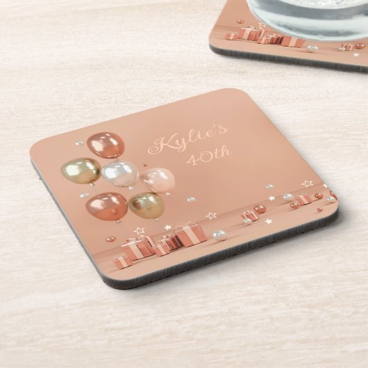 Farbtöne von rosa Balloons 40. Getränkeuntersetzer (Linke Seite)