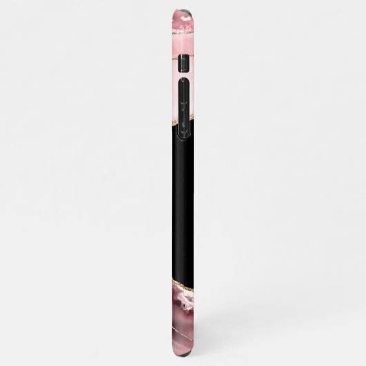 Farbtöne von rosa Tor und goldenem Glitzer - Monog iPhone Hülle (Linke Seite)