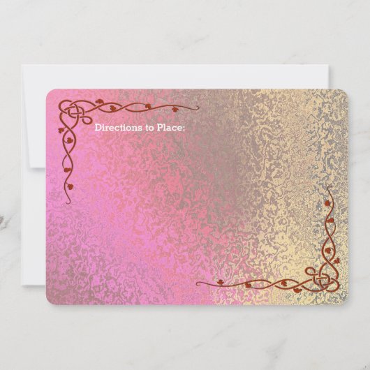 Farbtöne von rosa und goldenem Brautparty Einladung (Rückseite)