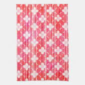 Farbtöne von Roten Ombre Stripten Blume Geschirrtuch (Vertikal)